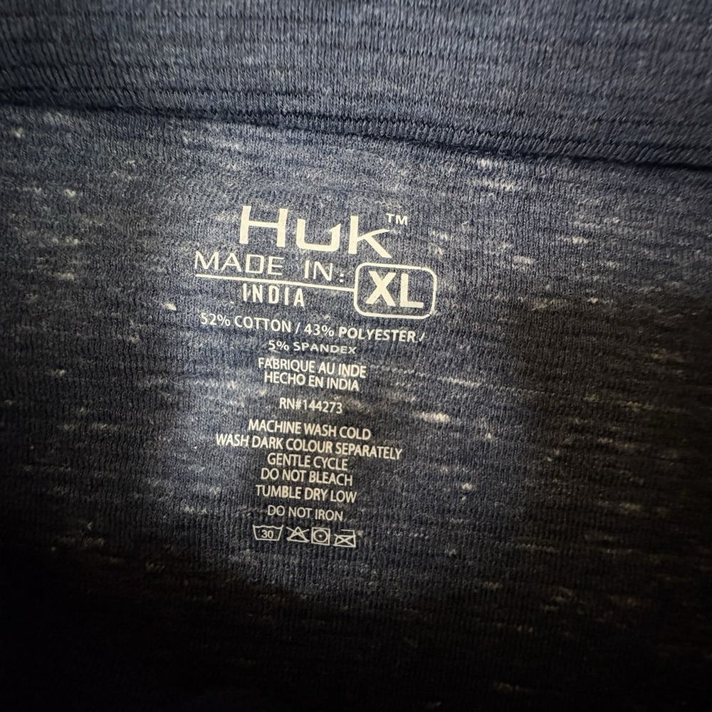Huk Men's XL NWT Blue Ottoman Heather 1/4 Zip Pullover Performance Fishing - Picture 3 of 14
